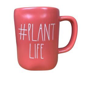 NWT 2/$20 Rae Dunn Plant Life Mug Coral Botanical Ceramic